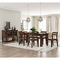 Sheesham Wood 6-Seater Dining Set | Natural Finish Table & Chairs Sheesham Wood 6-Seater Dining Set | Natural Finish Table & Chairs