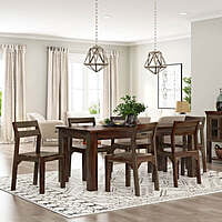 Sheesham Wood 6-Seater Dining Set | Natural Finish Table & Chairs Sheesham Wood 6-Seater Dining Set | Natural Finish Table & Chairs