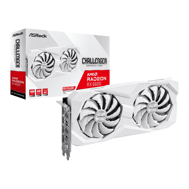 ASRock Radeon RX6600 Challenger D 8G GDDR6 128-BIT Graphics Card - White