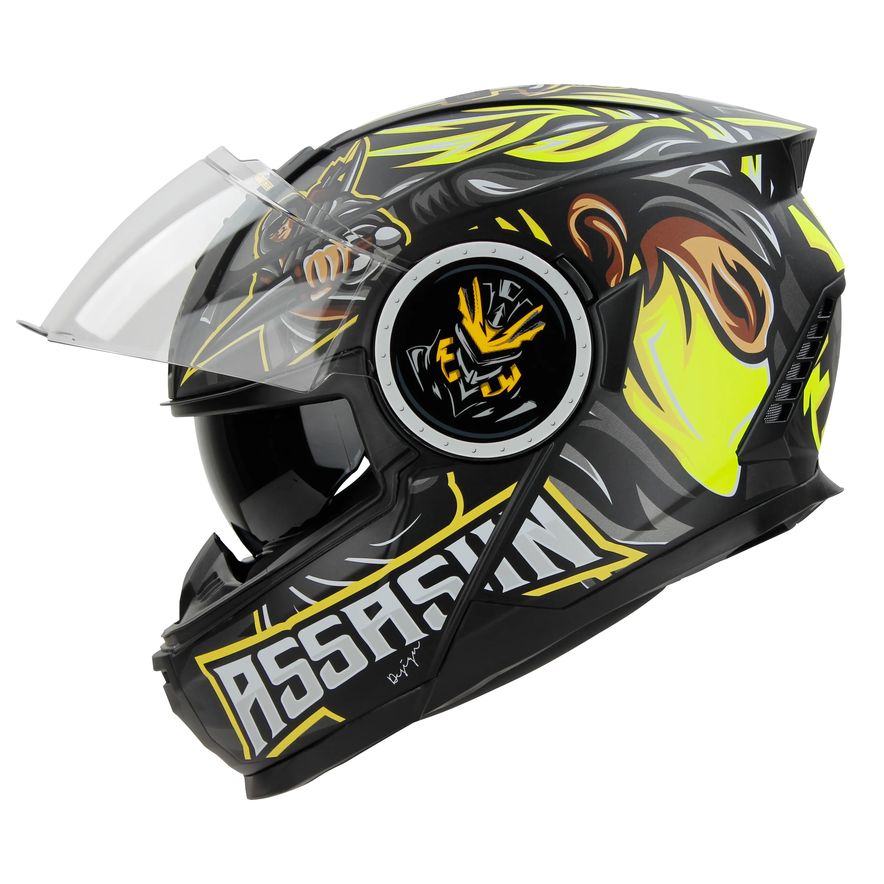 STEELBIRD SBH-40 ISS ASSASIN MATT BLACK/NEON C/V 580 MM