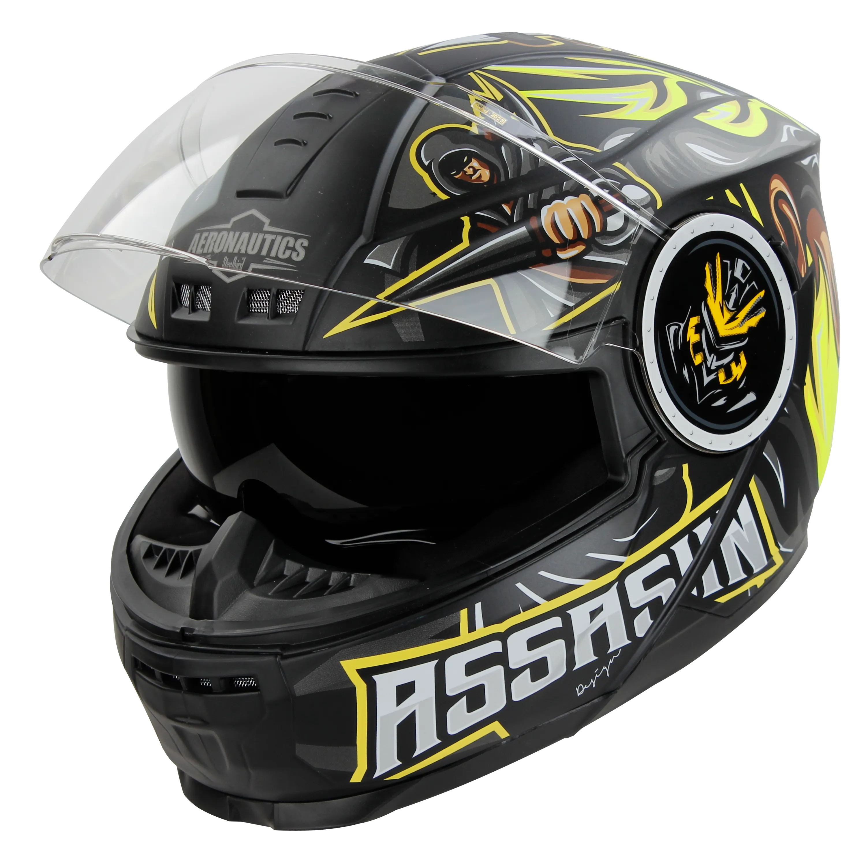 STEELBIRD SBH-40 ISS ASSASIN MATT BLACK/NEON C/V 580 MM