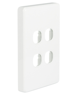 4 Gang Wall Plate, Clipsal Style, White