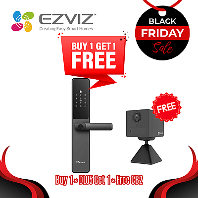 [Buy1Get1Free] EZVIZ DL05 Smart Fingerprint Lock + Solar Battery Camera EB5