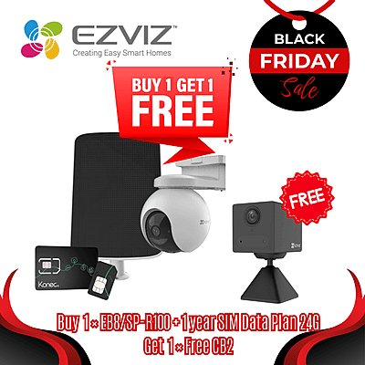 [Buy1Get1Free]EZVIZ 3MP Outdoor PT 4G Camera Solar Kit +1 year SIM Data Plan 24G