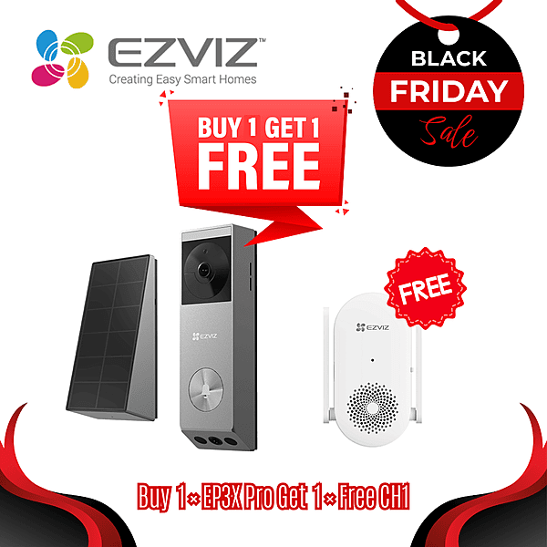 [Buy1Get1Free]EZVIZ WiFi Battery Dual Lens Video Doorbell with Solar Panel