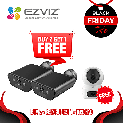 [Buy2Get1Free]EZVIZ 4K Smart Home Solar Battery Camera, Black