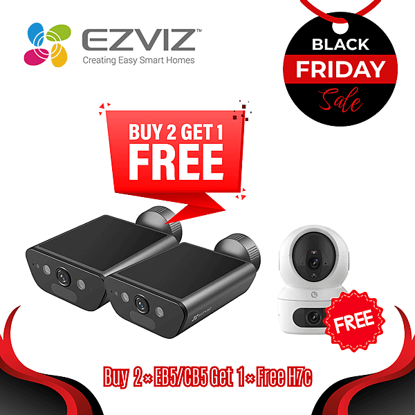 [Buy2Get1Free]EZVIZ 4K Smart Home Solar Battery Camera, Black