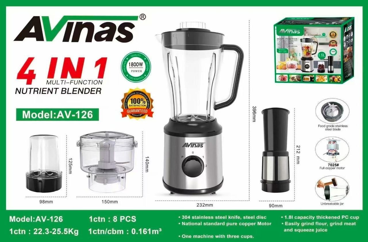 AVINAS MULTIFUNCTION 4IN1 BLENDER - 1800W - 1.8L JAR