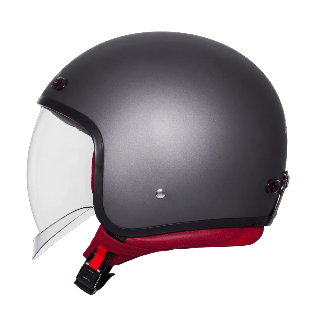 STEELBIRD SBH-67 VINTAGE DOT 5.0 GLOSSY AXIS GREY C/V 580 MM WITH EXTRA SMOKE VISOR