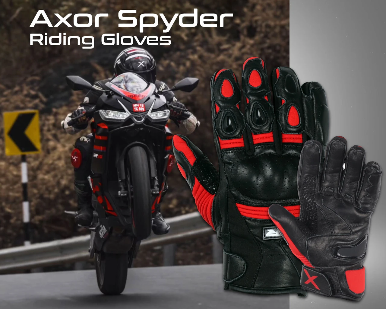 AXOR GLOVES F/F SPYDER BLACK RED XL AXOR GLOVES F/F SPYDER BLACK RED XL