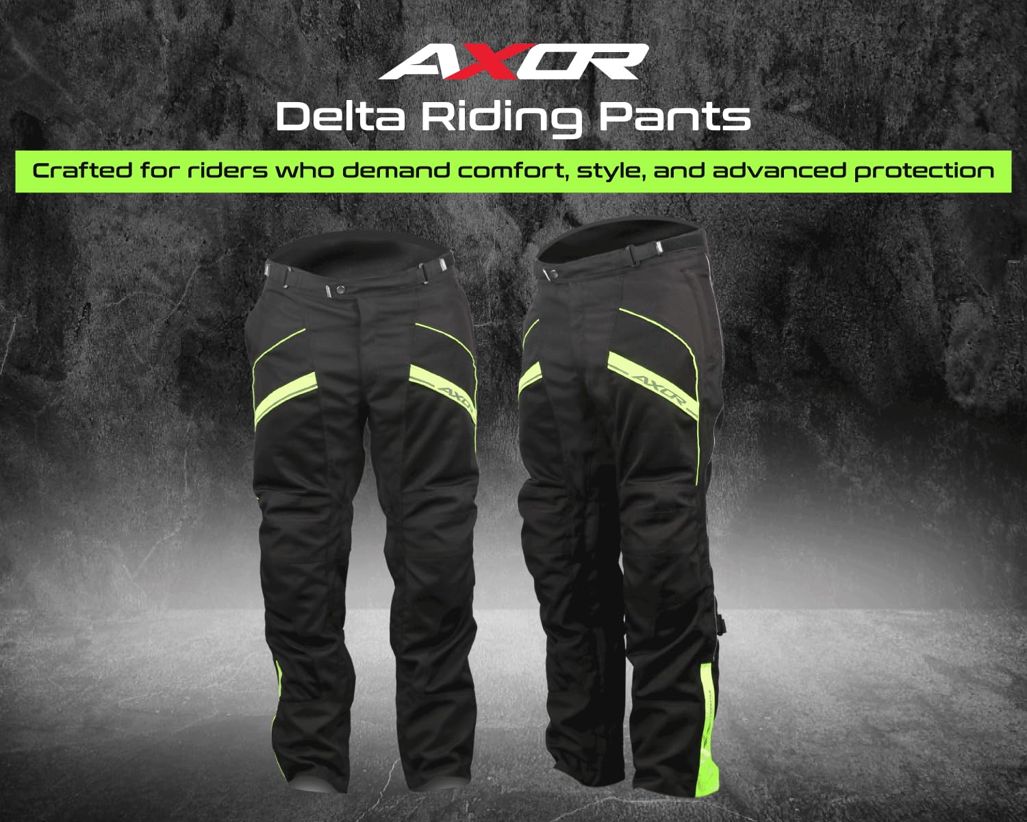 AXOR DELTA RIDING PANT BLACK/NEON YELLOW (XL) AXOR DELTA RIDING PANT BLACK/NEON YELLOW (XL)