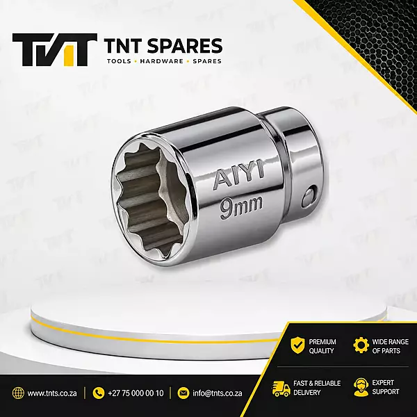 09mm AIYI 1/2-Inch Drive 12-Point Bi-Hex Short Socket