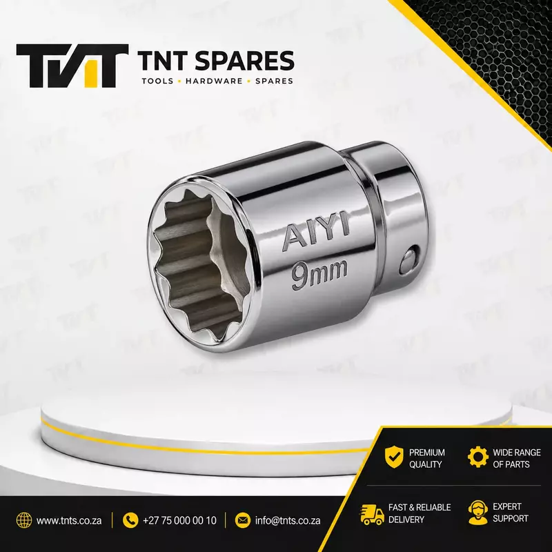 09mm AIYI 1/2-Inch Drive 12-Point Bi-Hex Short Socket