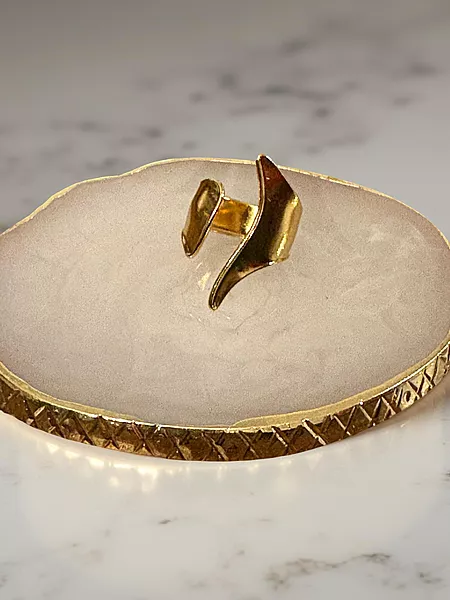 Abstract Sculptural Open Gold Cuff Ring