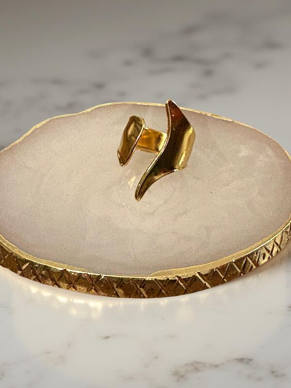 Abstract Sculptural Open Gold Cuff Ring