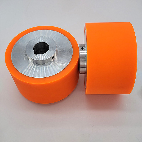 Interroll High-Traction Drive Wheel — 6.00" OD x 3.00" W, 1.00" Keyed Bore, Set-Screw Hub