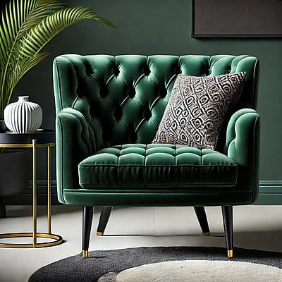 Gunmala Handicrafts Emerald Velvet Tufted Accent Chair