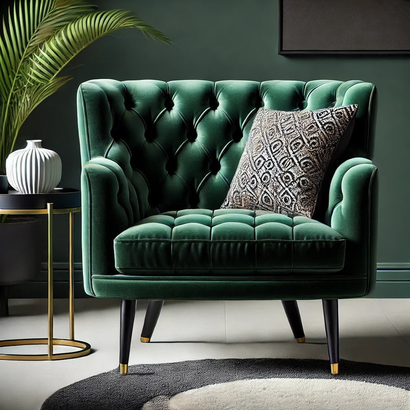 Gunmala Handicrafts Emerald Velvet Tufted Accent Chair Gunmala Handicrafts Emerald Velvet Tufted Accent Chair