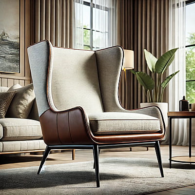 Gunmala Handicrafts Bi-Textural High-Back Accent Chair