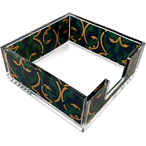 Acrylic Napkin Holder, Emerald Arabesque