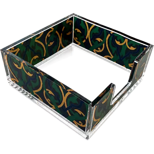 Acrylic Napkin Holder, Emerald Arabesque