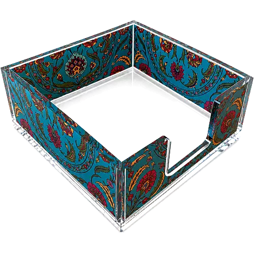 Acrylic Napkin Holder, Turquoise Paisley