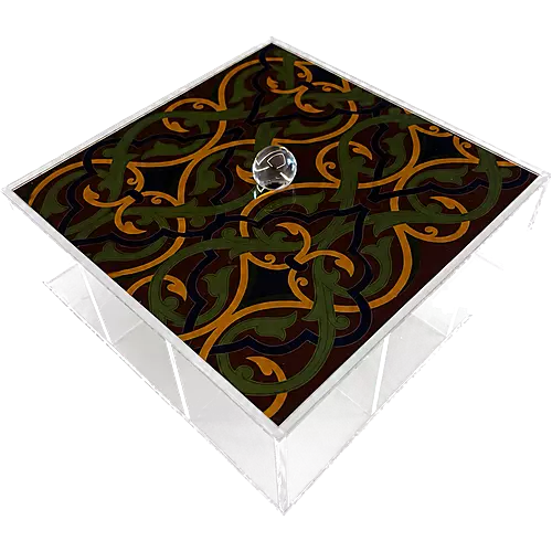 Acrylic Tea Box, Emerald Arabesque
