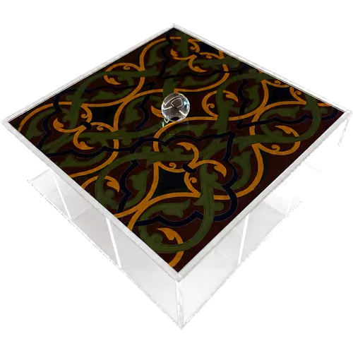 Acrylic Tea Box, Emerald Arabesque