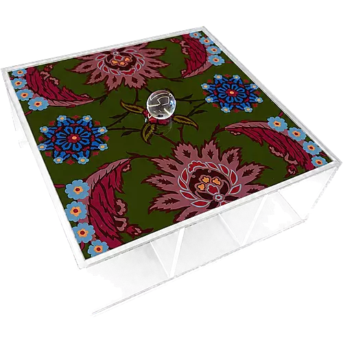 Acrylic Tea Box, Olive Rosette