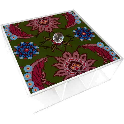 Acrylic Tea Box, Olive Rosette