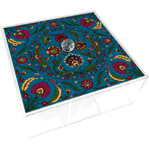 Acrylic Tea Box, Turquoise Paisley