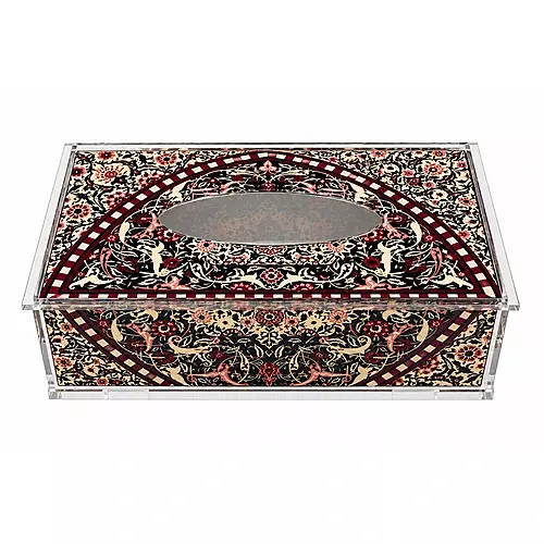 Acrylic Tissue Box, Burgundy Tapestry