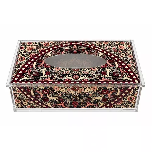 Acrylic Tissue Box, Burgundy Tapestry