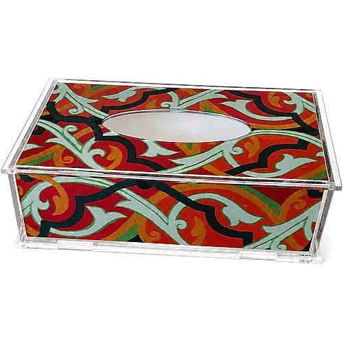Acrylic Tissue Box, Crimson Arabesque