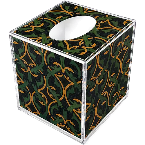 Acrylic Tissue Box, Emerald Arabesque