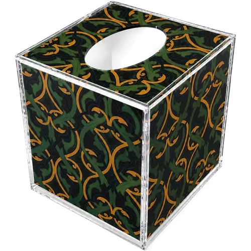 Acrylic Tissue Box, Emerald Arabesque