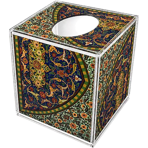 Acrylic Tissue Box, Ivory Arabesque