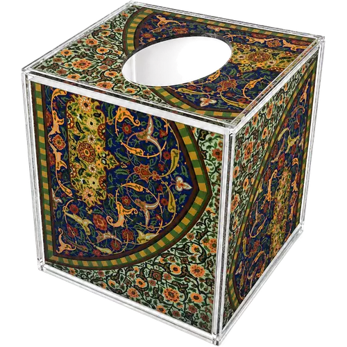 Acrylic Tissue Box, Ivory Arabesque