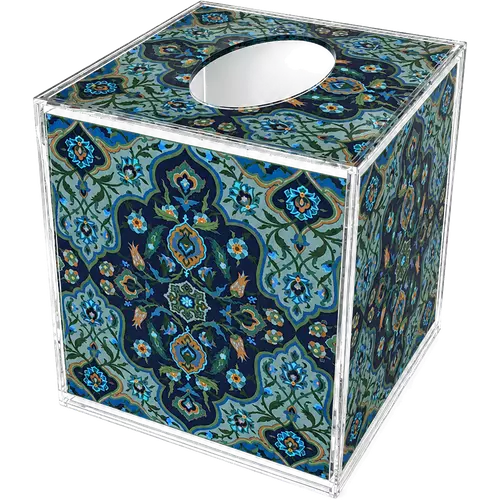 Acrylic Tissue Box, Midnight Botanica