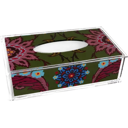 Acrylic Tissue Box, Olive Rosette