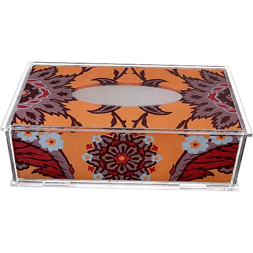 Acrylic Tissue Box, Terracotta Rosette
