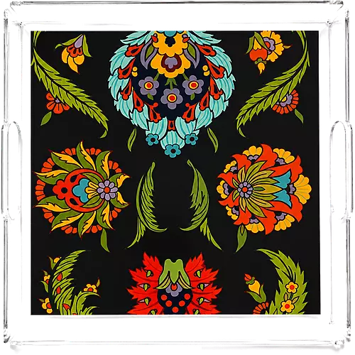 Acrylic Tray, Black Botanica