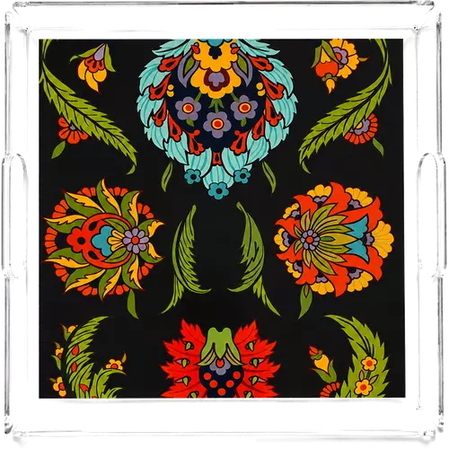 Acrylic Tray, Black Botanica