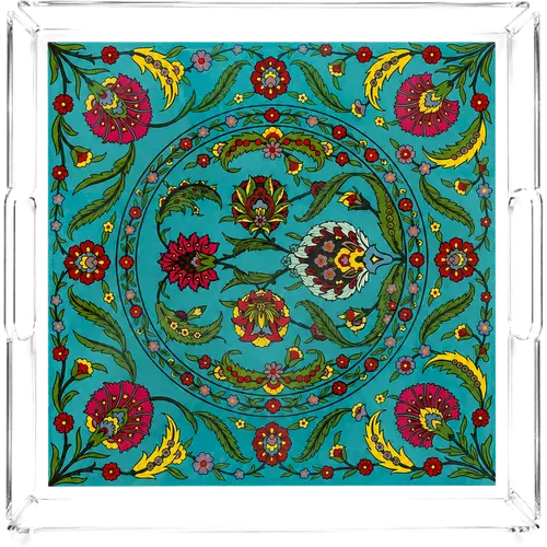Acrylic Tray, Turquoise Paisley