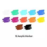 DOMS Acrylic Paint Markers 12 Shades | Multi-Surface Paint Pens for Art, Crafts & DIY