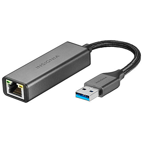 Adaptateur USB Type A Mâle Vers Ethernet Femelle Noir Insignia Boite Ouverte