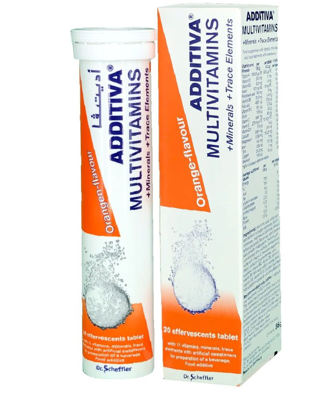 Additiva Multivitamins + Minerals + Trace Elements Orange Effervescent Tablets 20's