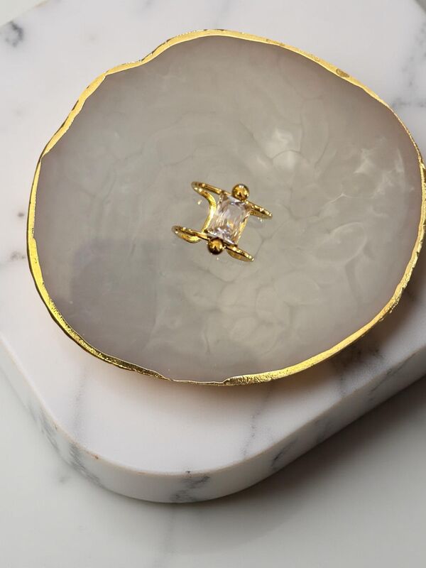 Adjustable Gold Open Ring with Crystal