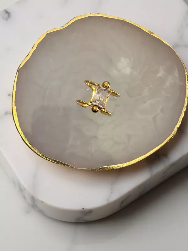 Adjustable Gold Open Ring with Crystal