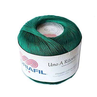 Uno A Ritorto Tit. 16 - Cotone sottile per uncinetto Col. 25 Verde Bottiglia Uno A Ritorto Tit. 16 - Cotone sottile per uncinetto Col. 25 Verde Bottiglia
